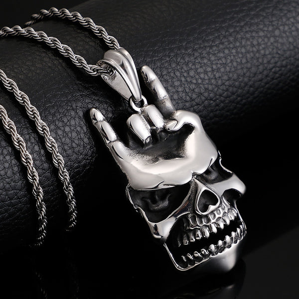 Retro Stainless Steel Skull Pendant