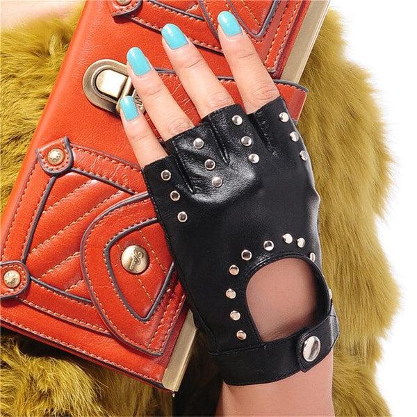 Pure Sheepskin Black Biking Gloves