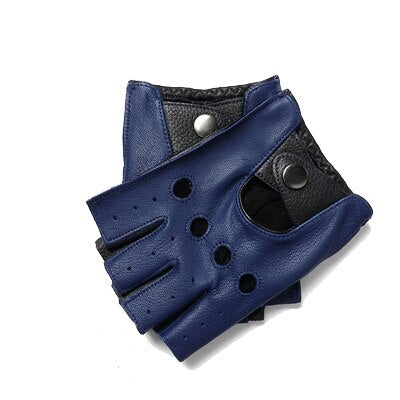 Pure Leather Half Finger Thin Gloves