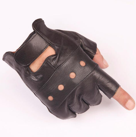 Men's Semi-Finger Breathable Genuine Leather Gloves